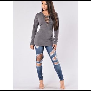 Fashion Nova - Kelso Top (Charcoal)